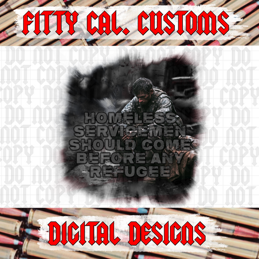 Homeless servicemen before refugees