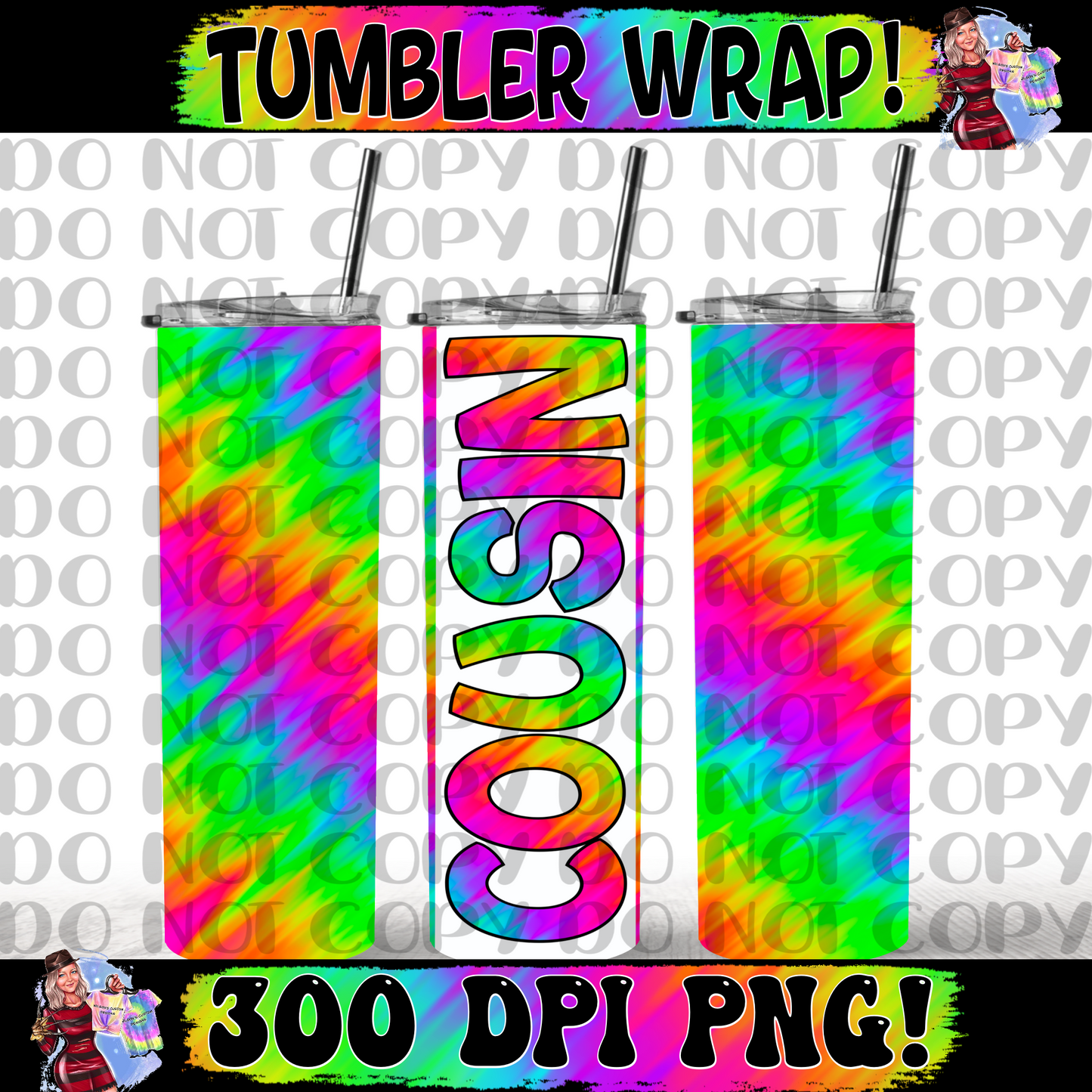 Cousin Rainbow Tumbler Wrap