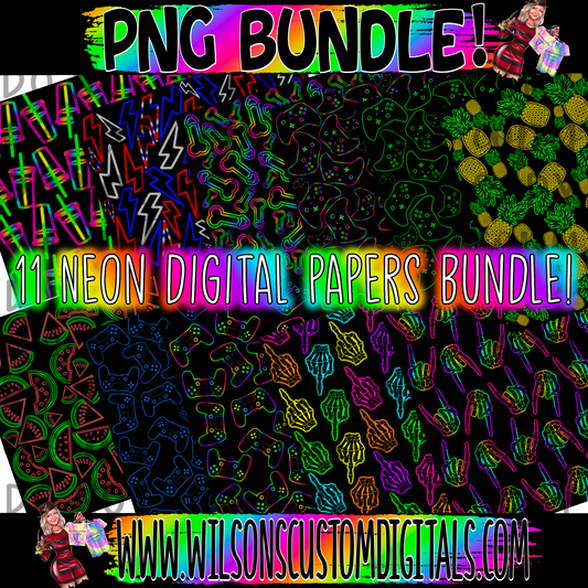 Neon Digital Papers Bundle