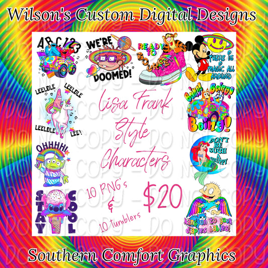 Lisa Frank Style Characters Collab