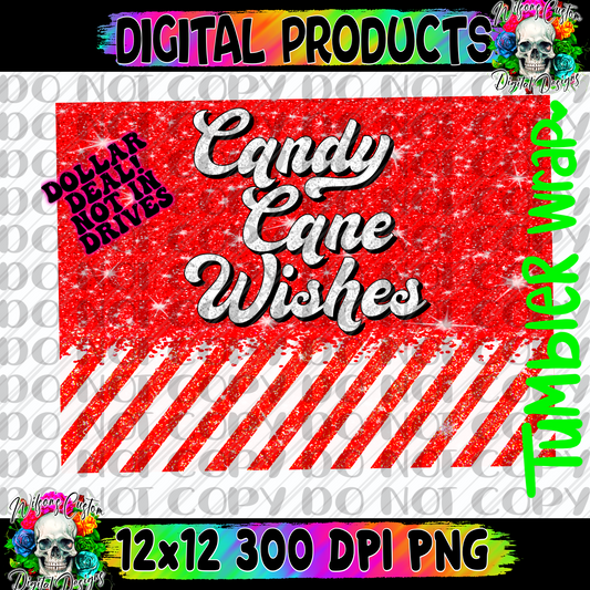 Candy cane wishes tumbler wrap
